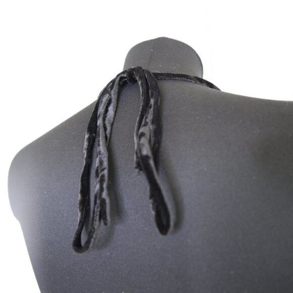 NWOT Wayf Crushed Velvet Black Ruched Halter Mini Dress Sz L - Picture 8 of 8